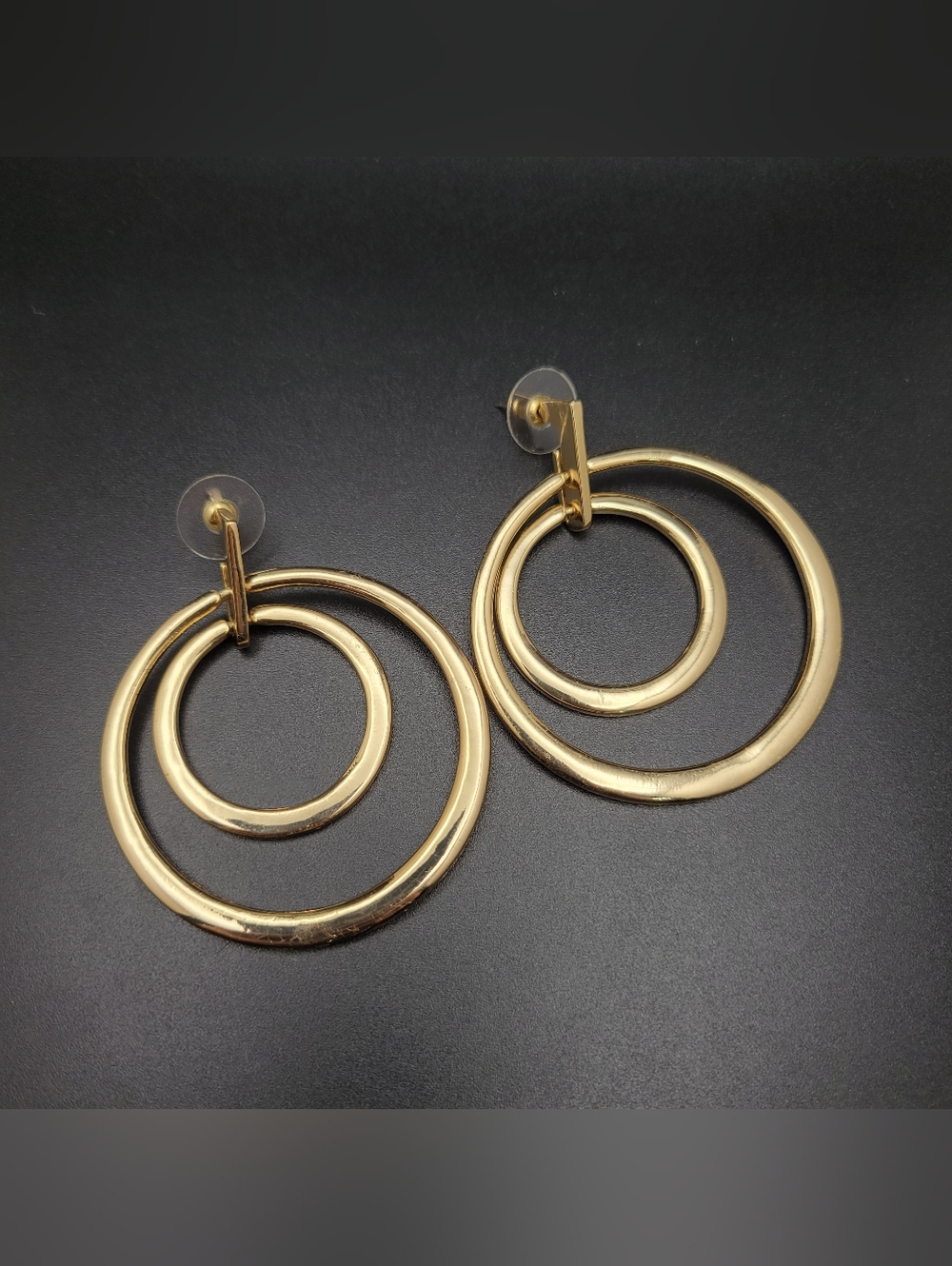 NEW Kenneth Jay Lane Gold Double Hoop Earrings